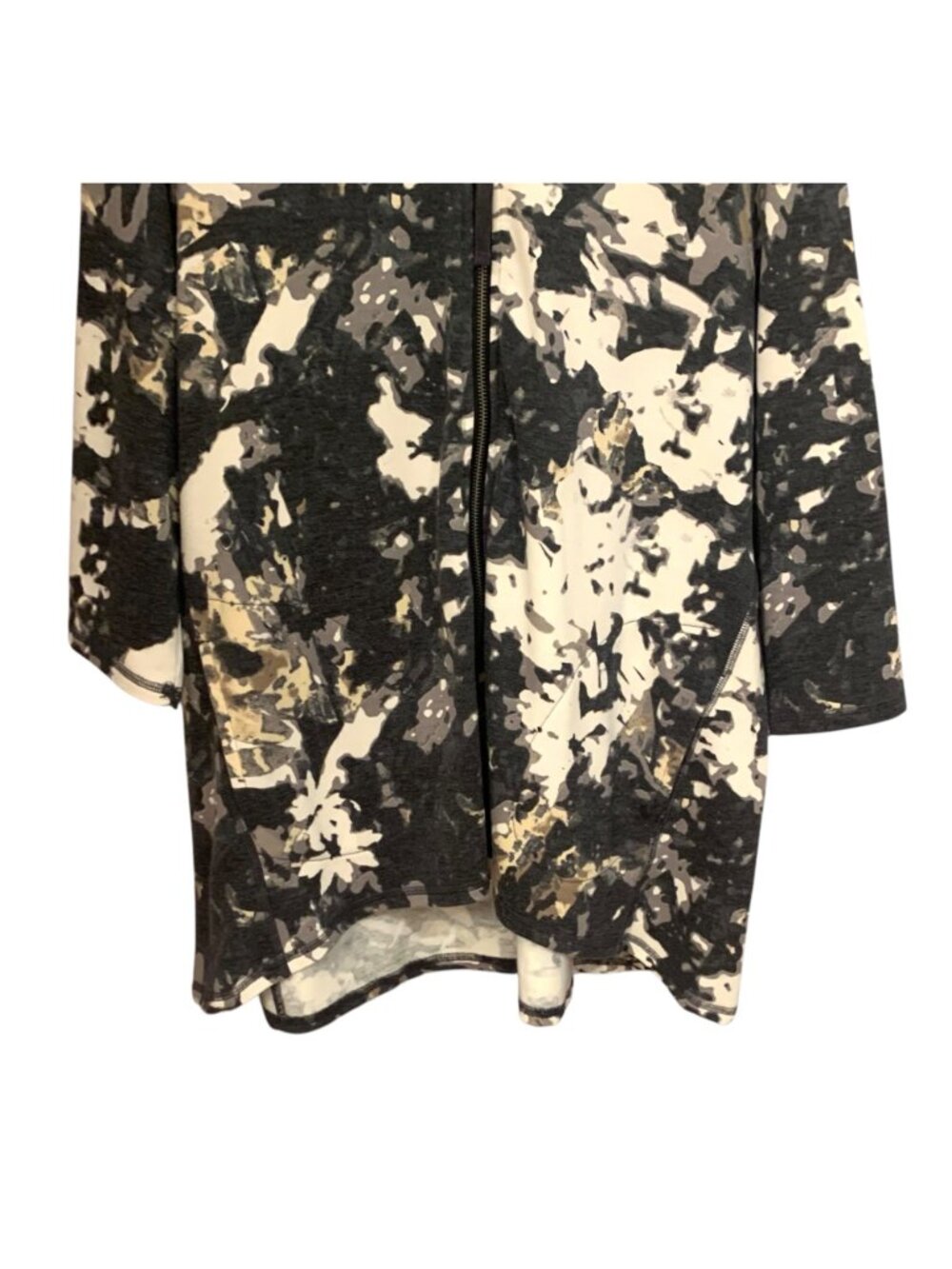 LOGO LOUNGE by Lori Goldstein Gray + White Camo Print Hooded Zip-Up Jacket 1X - Picture 5 of 8